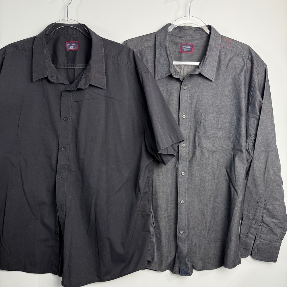 UNTUCKit Men's 3XL Button Down Shirts Black Short Sleeve Gray Long Sleeve